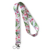 Typisch Hollands Keycord Wit - Roze Tulpen  en groen blad