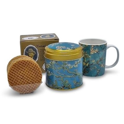 Typisch Hollands Gift set van Gogh Mug and Tin Stroopwafels - Almond Blossom