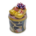 www.typisch-hollands-geschenkpakket.nl Stroopwafels Geschenkset - mit Holzschuhen Gelb