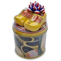 typisch-hollands-geschenkpakket Stroopwafels cadeauset - met Houten klompjes Geel