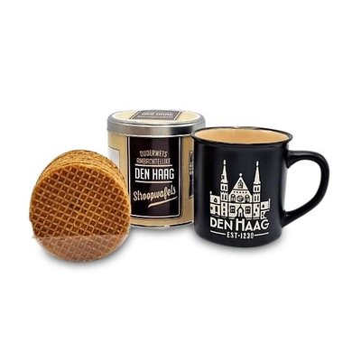 Typisch Hollands Geschenkset Den Haag Becher und Dose Stroopwafels – Nostalgie