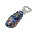 Typisch Hollands Flesopener klomp 8 cm - Blauw - Fiets-Gevelhuisjes