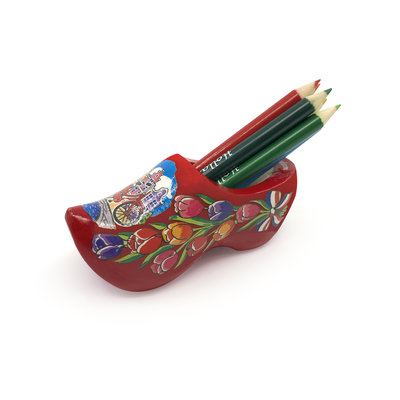Typisch Hollands Clog with sharpener and pencils Red