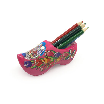 Typisch Hollands Clog with pencil sharpener and pink colored pencils