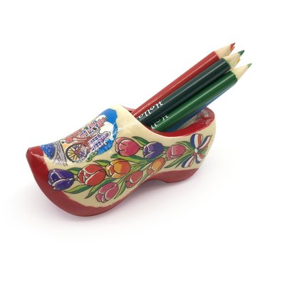 Colored Pencils - Sharpener in Red Wooden Shoe