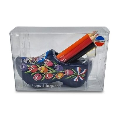 Typisch Hollands Clog with sharpener and pencils Blue