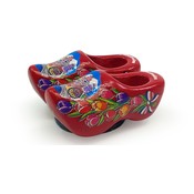 Typisch Hollands Magnetic clogs - Red (Bicycle and Houses)