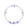 Heinen Delfts blauw Bracelet flowers and white pearls