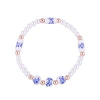 Heinen Delfts blauw Bracelet flowers and white pearls