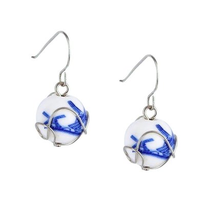 Heinen Delftware Earrings windmills and tulips