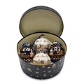 Typisch Hollands Large Christmas balls 8 cm golden houses decoration White and Deep Blue