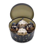 Typisch Hollands Large Christmas balls 8 cm golden houses decoration White and Deep Blue