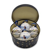 Typisch Hollands Large white Christmas balls in gift box - 8 cm with Forest and Kingfishers
