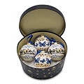 Typisch Hollands Large white Christmas balls in gift box - 8 cm with Butterflies and Forest birds