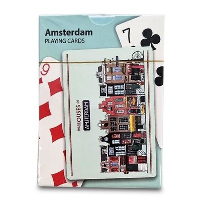 Typisch Hollands Gift set Mug and Stroopwafels - (gabled houses) with FREE playing cards