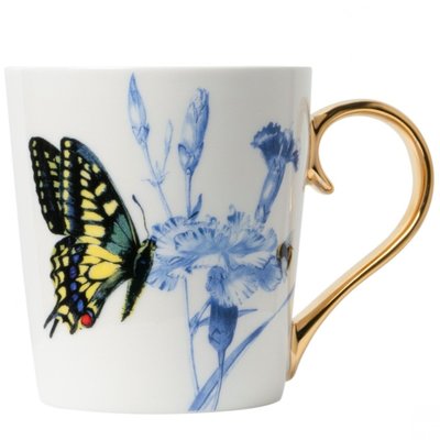 Typisch Hollands Luxusbecher - Delfter Blau Touch Butterfly (Koninginnenpage)