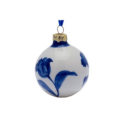 Heinen Delftware Delfter blaue Weihnachtskugel - Blaue Tulpe