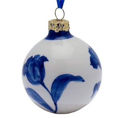 Heinen Delftware Delfter blaue Weihnachtskugel - Blaue Tulpe