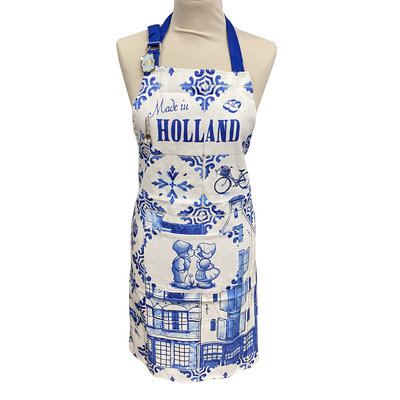 Typisch Hollands Luxus-Küchenschürze - Delfter Blau - Holland