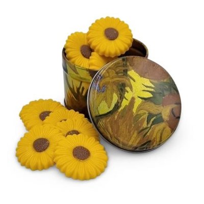Typisch Hollands Sonnenblumen aus der Dose - mit Schokoladenblumen