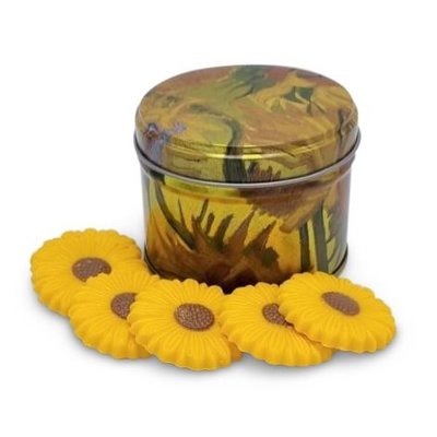 Typisch Hollands Sonnenblumen aus der Dose - mit Schokoladenblumen