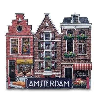TTD Gifts Magnet 3 houses Amsterdam - (shops and warehouse)
