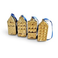 Typisch Hollands Weihnachtsschmuck - Goldene Häuser (4er Pack)