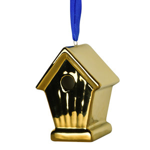 Heinen Delftware Christmas pendant - Birdhouse - Gold colored