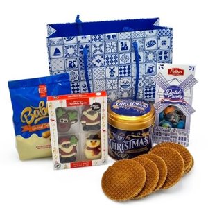 van Meers Dutch Christmas greetings - in gift bag - Delft blue