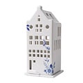 Heinen Delftware Teelichthalter Hausauslauf Fassade weiß (Delfts) -17 cm (mit GRATIS Waxines)