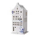 Heinen Delftware Waxinelichthouder huis tuitgevel wit (Delfts)  -17 cm  (met GRATIS waxines)