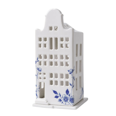 Heinen Delftware Tea light holder house bell gable white (Delfts) -17 cm