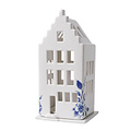 Heinen Delftware Waxinelichthouder huis trapgevel wit (Delfts)  -17 cm  (met GRATIS waxines)