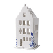 Heinen Delftware Tea light holder house stepped gable white (Delfts) -17 cm