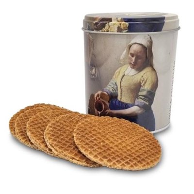 Stroopwafels (Typisch Hollands) Stroopwafels in blik - Melkmeisje  (met minischilderij)