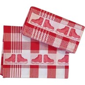 TTD Gifts Keukentextiel-pakket Rood-Wit Schaatsen