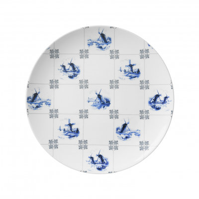 Heinen Delftware Delfts blauw bord - Tegel-motief - Molens