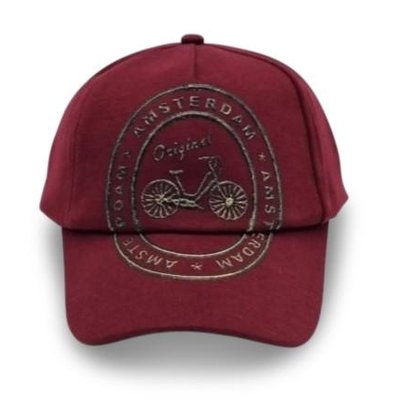 Robin Ruth Fashion Trendy Cap - Amsterdam (bicycle) burgundy red