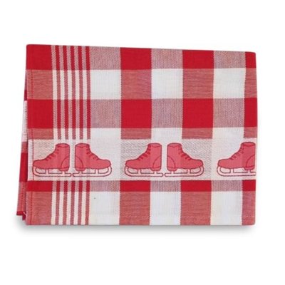 Typisch Hollands Tea towel - Skating - Red