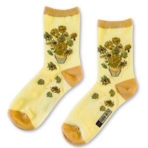 Typisch Hollands Damensocken mit Vincent van Gogh Sonnenblumenmotiv, Größe 36-41