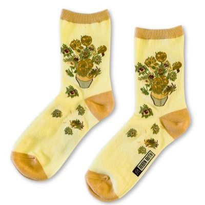 Typisch Hollands Damensocken mit Vincent van Gogh Sonnenblumenmotiv, Größe 36-41