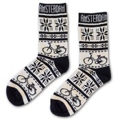 Typisch Hollands Damessokken - Fietsen - (beige-zwart) maat 36-42