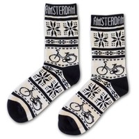 Typisch Hollands Damessokken - Fietsen - (beige-zwart) maat 36-42