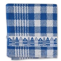 Typisch Hollands Keukenhanddoek grachtenhuisjes - Blauw