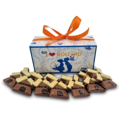 Typisch Hollands Schokoladenmühlen in einer Holland-Geschenkbox
