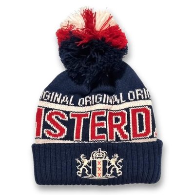 Robin Ruth Fashion Short Hat Amsterdam with Ball - Blue (White and Red)