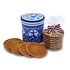 Typisch Hollands Stroopwafels in  Delfts blauw blik Molen apllicaties