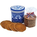 Typisch Hollands Stroopwafels in  Delfts blauw blik Molen apllicaties