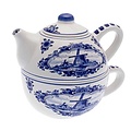 Heinen Delfts blauw Delft blue Tea for One - Mill landscape