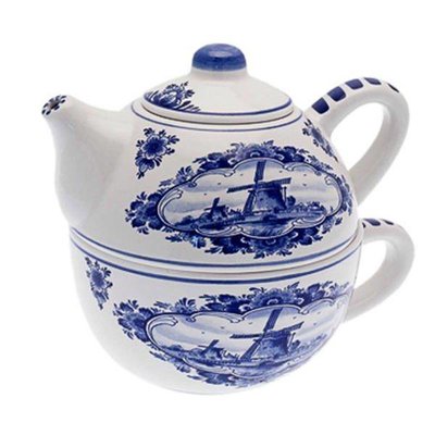 Heinen Delfts blauw Delfter blauer Tea for One - Mühlenlandschaft